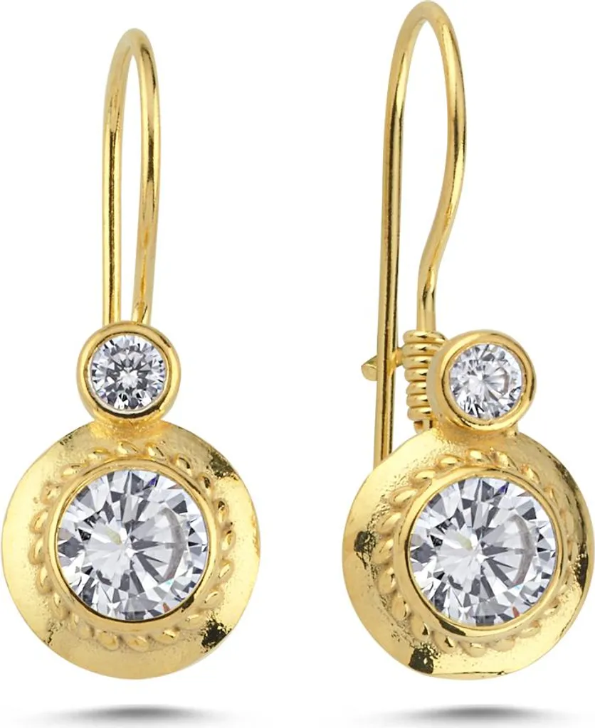 Puces d'oreilles femme en argent 925 or et oxyde de zirconium brillant