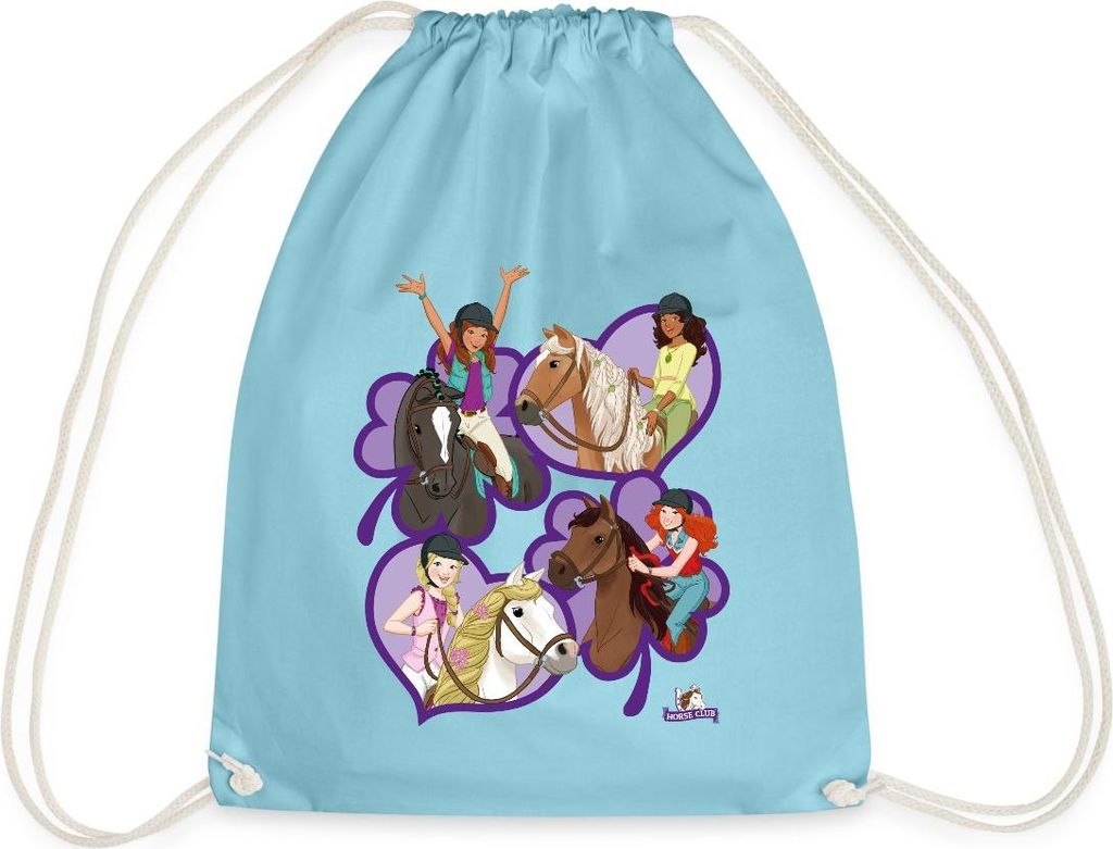 Spreadshirt Schleich Horse Club Sofia Lisa Hannah Sarah Herzen Turnbeutel, One size, Aqua