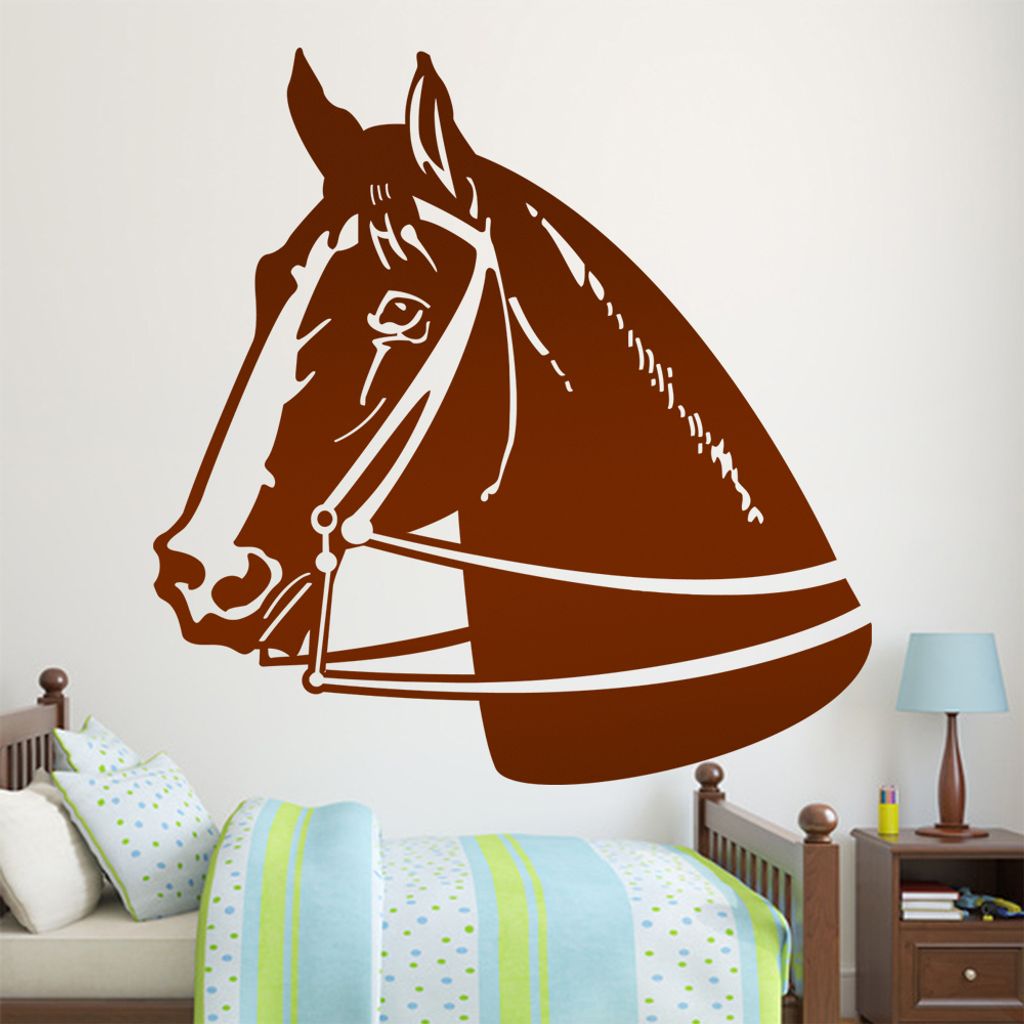 hauptsachebeklebt KIWISTAR Pferd mit Geschirr Wandtattoo in 6 Größen - Wandaufkleber Wall Sticker - Dekoration, Küche, Wohnzimmer, Schlafzimmer,...