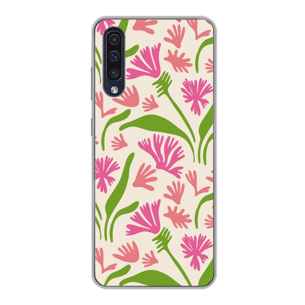 MuchoWow Handyhülle Schutzhülle Hülle für Samsung Galaxy A30s Blume - Muster - Blatt Silikon Softcase Handy Hülle - Karteninhaber