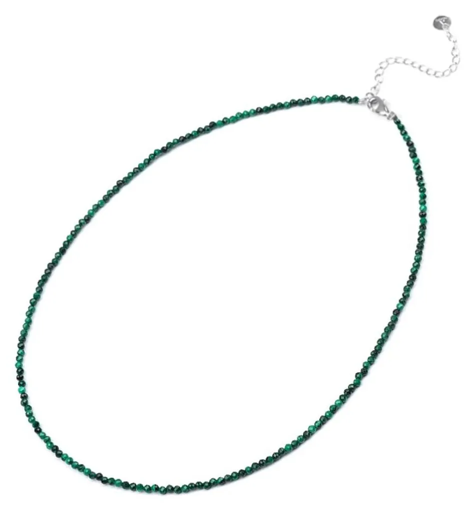 Collier malachite POL-N07/47L : Pierres naturelles et reflets verts