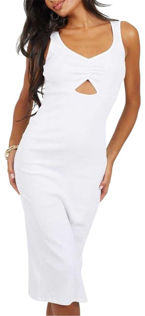 Brave Soul - Midikleid für Damen, Bodycon GT15030 (36 DE) (Weiß)