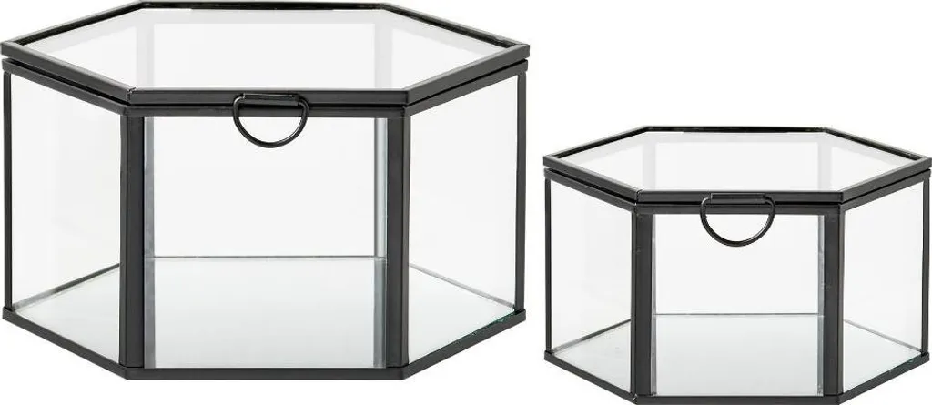 Boîtes de Rangement Décoratives Hanne en Verre Transparent et Noir - 2pcs