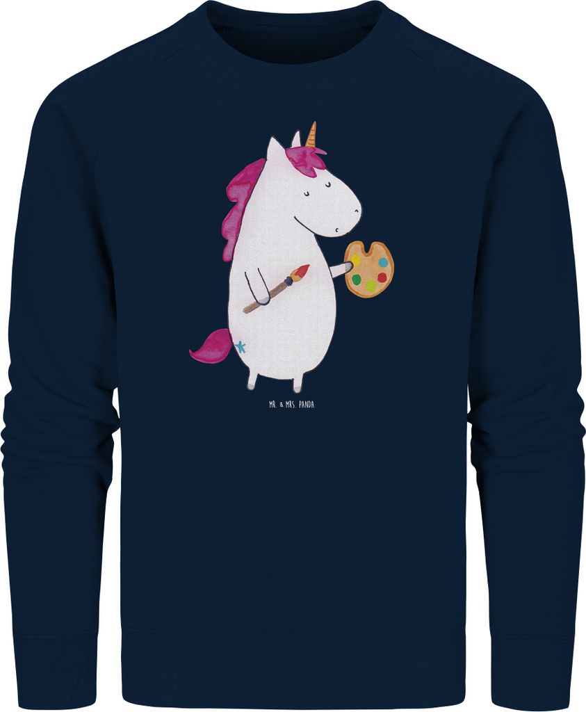 Mr. & Mrs. Panda Baumwoll Sweatshirt Einhorn Künstler Größe XS - French Navy - Geschenk, Pullover, Malen, Sweater, Unicorn, Zeichnen, Welt, Pull...