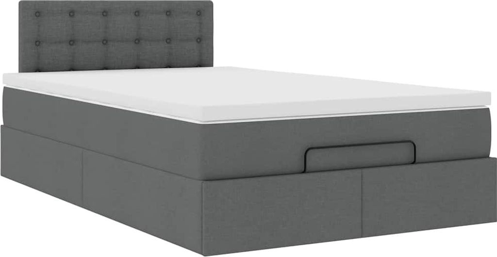 Ottoman-Bett mit Matratze Dunkelgrau 120x190 cm Stoff