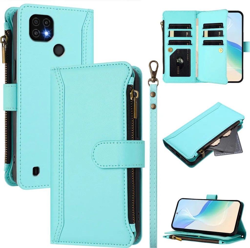 Cover Realme C20 C21 Anti-Urto con Cerniera | Protezione Verde Menta