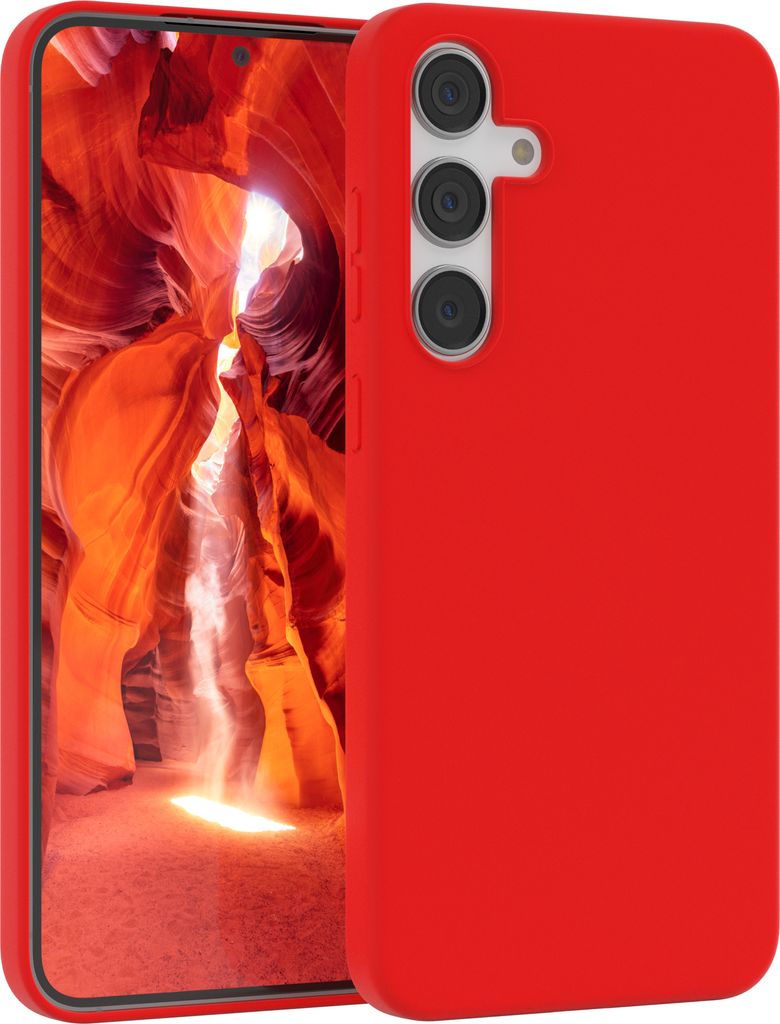 EAZY CASE Silikonhülle für Samsung Galaxy S24 Plus Silikon Backcover Schutz in Rot
