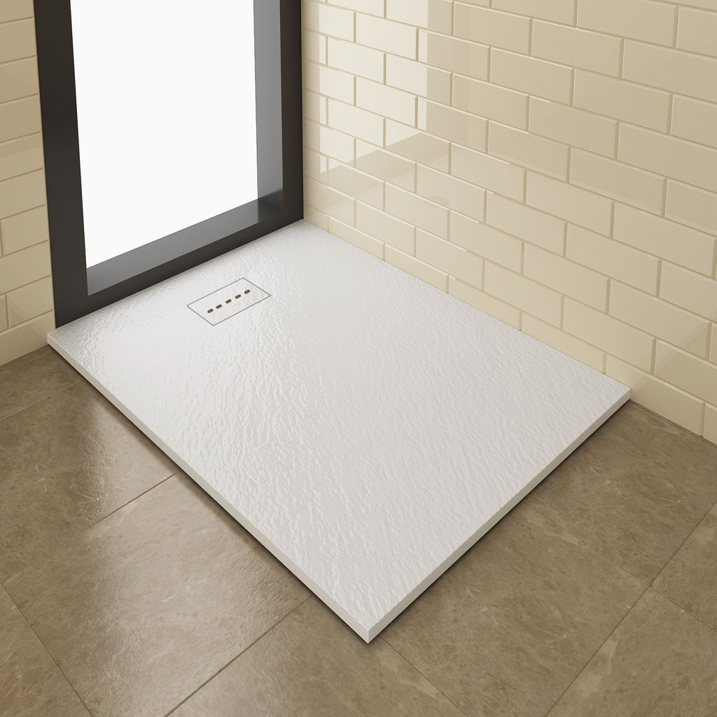 SUNXURY 90×120cm SMC Duschwannen Mit Ablaufgarnitur Antirutsch Rechteckig Duschtasse weiß