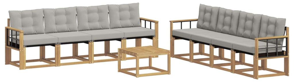“2026 Modern“ Braun Outdoor-Sofagarnitur mit Kissen 9 pcs Weiß und Hellgrau - Designermöbel 24731 - Gartensofas