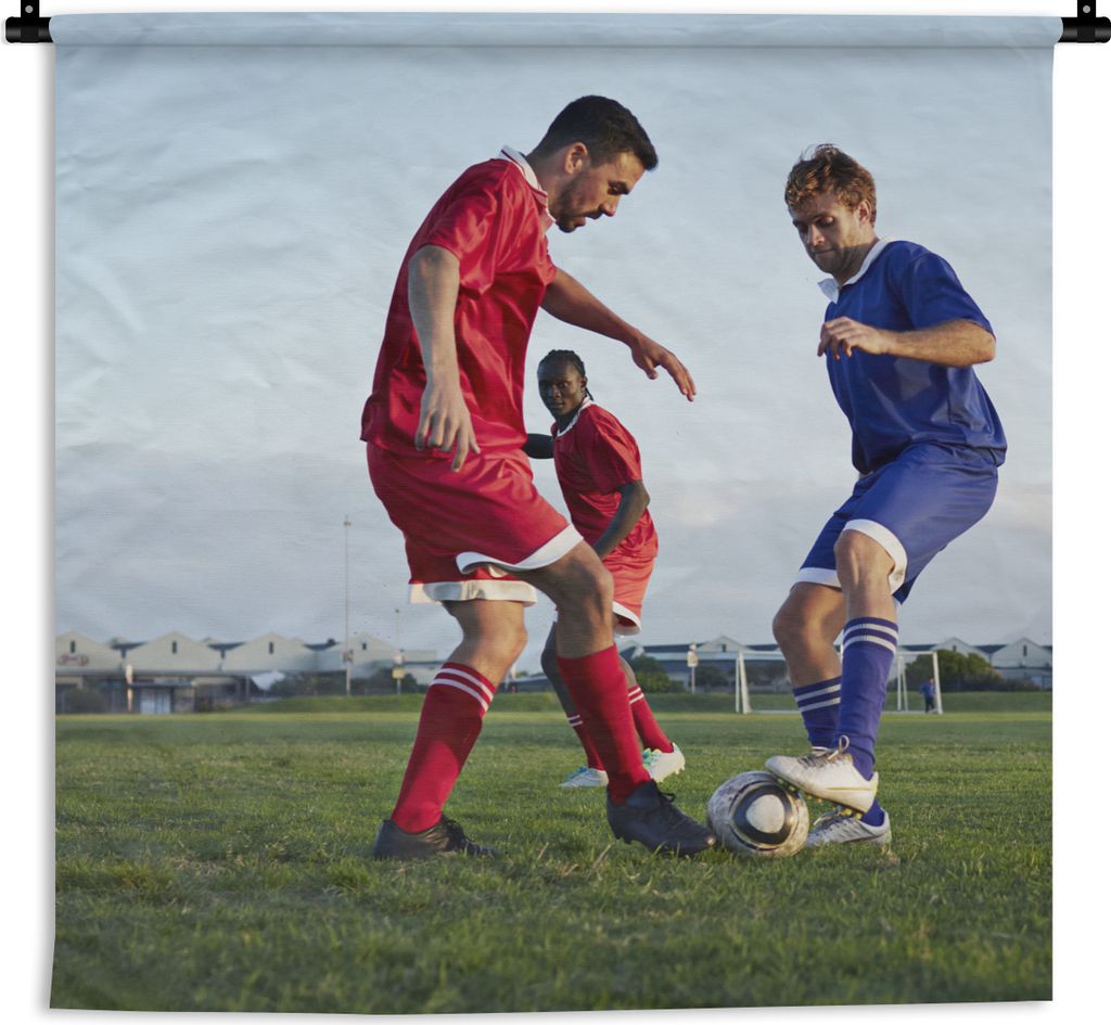 MuchoWow Wandteppich Wandbehang Fußballspiel 120x120 cm Tapisserie Dekoration Wandtuch - Modern - Baumwollgewebe