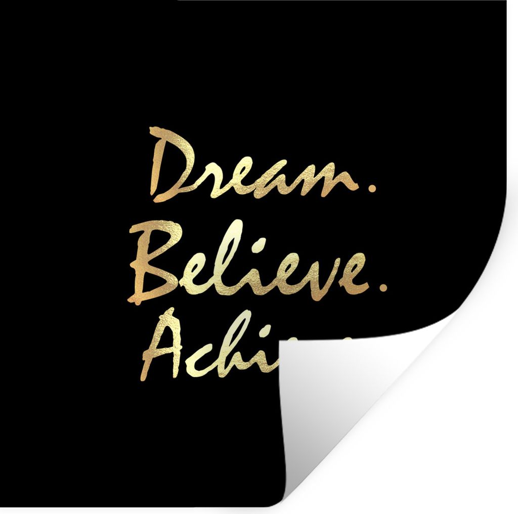MuchoWow Wandtattoo Wandsticker Wandaufkleber Zitat - Traum - Schwarz - Gold 100x100 cm Selbstklebend und Repositionierbar - Wierderverwendbar - ...