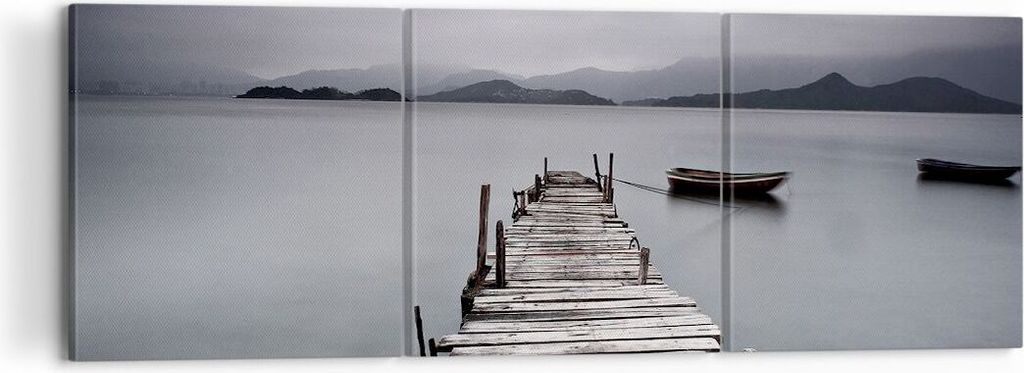 Bild auf Leinwand - Leinwandbild - Brücke See - 120x40cm - Wand Bild - Wanddeko - Wandbilder - Leinwanddruck - Bilder - Kunstdruck - Wanddekoratio...