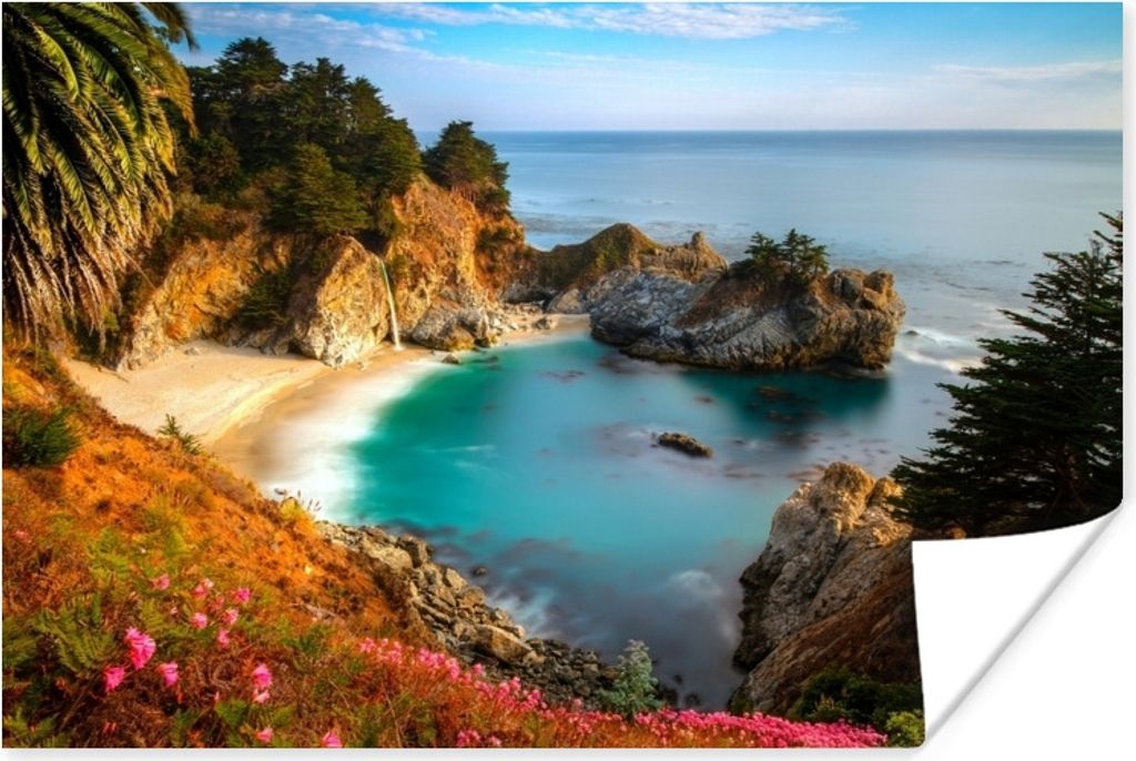 MuchoWow Poster McWay-Wasserfall in der Nähe von Big Sur in Amerika 60x40 cm - Schlafzimmerdekoration