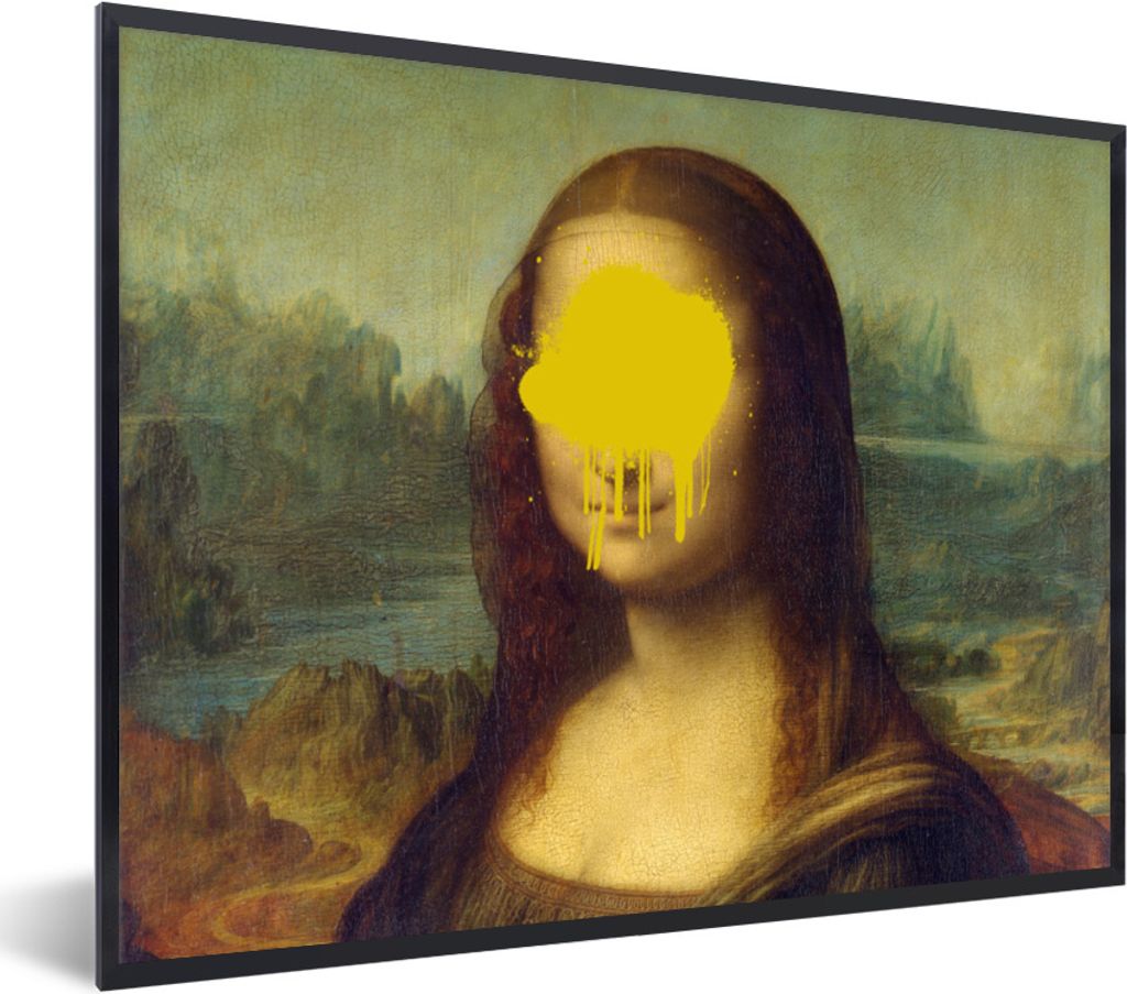 MuchoWow Gerahmtes Poster Mona Lisa - Leonardo da Vinci - Gemälde 80x60 cm - Poster mit Schwarzem Bilderrahmen Wandposter Rahmen Foto Bilder - S...