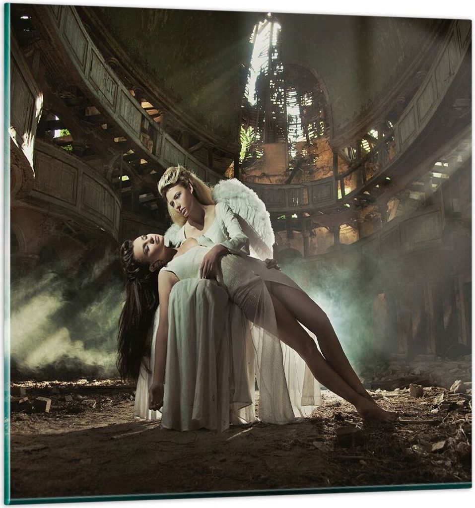 Bilder auf glas - Engel Frau Theater Oper - 40x40cm - Glasbilder - Wandbilder - Kunstdruck - zum Aufhängen bereit - Wanddekoration aus Glas - Glas...