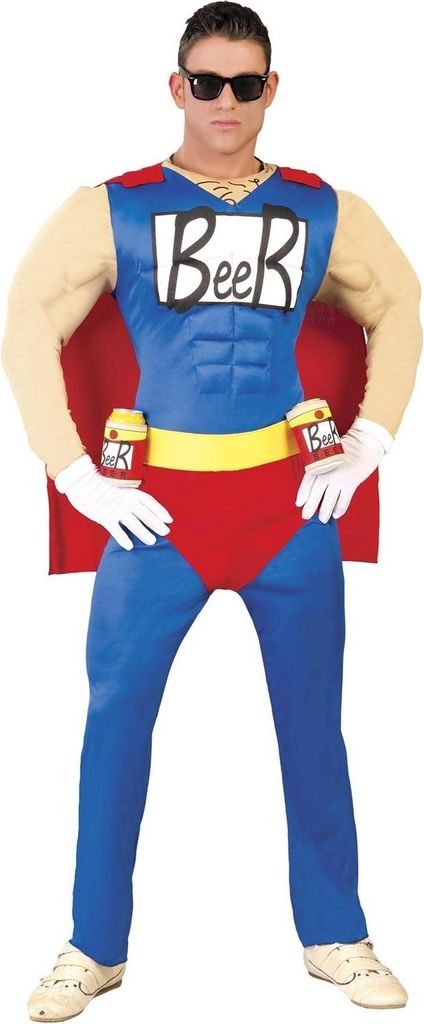 Fiestas Guirca - "Beer Man" Kostüm für Herren Set FG1091 (M) (Blau/Rot)