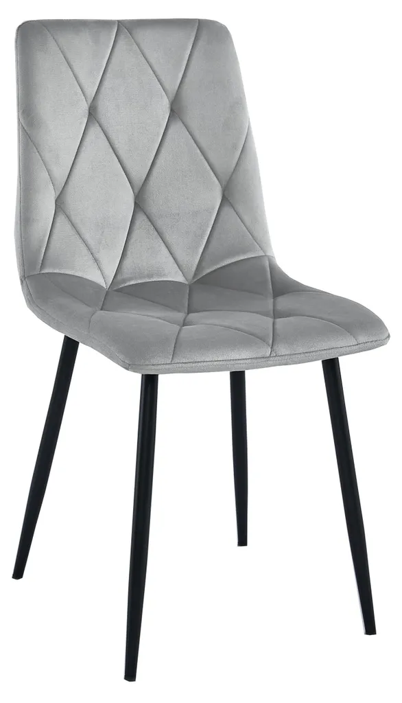 Chaise de Salle à Manger Design Velours Gris Argenté Libra Leobert