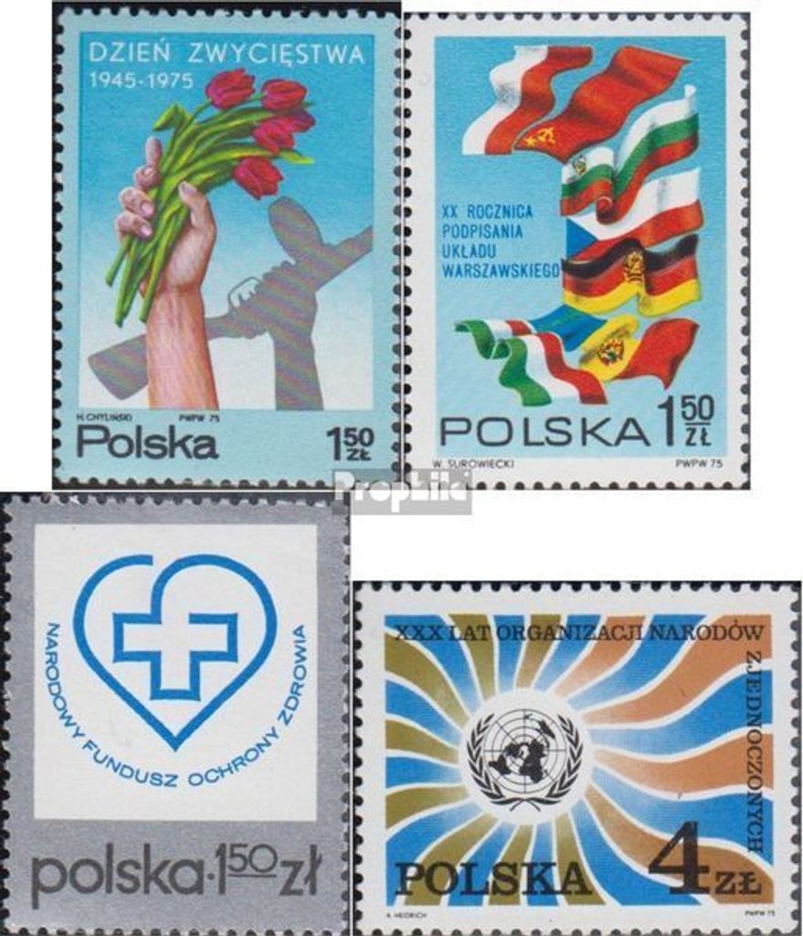 Briefmarken Polen 1975 Mi 2376,2377,2389,2390 (kompl.Ausg.) postfrisch Beendigung 2. Weltkrieg