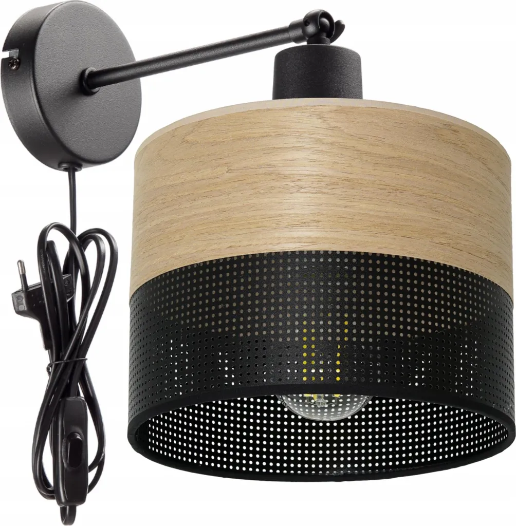 Applique Murale Perforée en Bois Style Industriel 20 cm - Montage Facile
