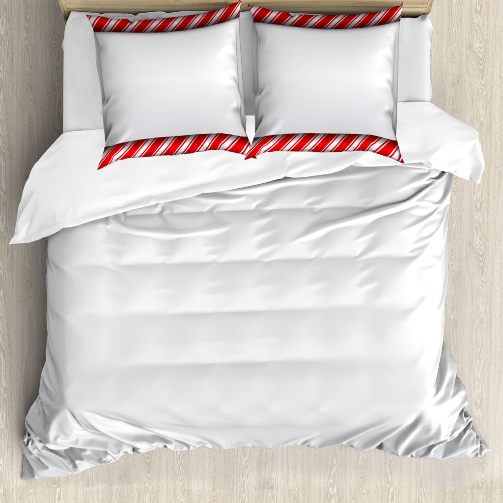 ABAKUHAUS Zuckerstange Bettbezug, Abstrakt Borders, Milbensicher Allergiker geeignet mit Kissenbezügen, 155 cm x 220 cm - 80 x 80 cm, rot-Weiss