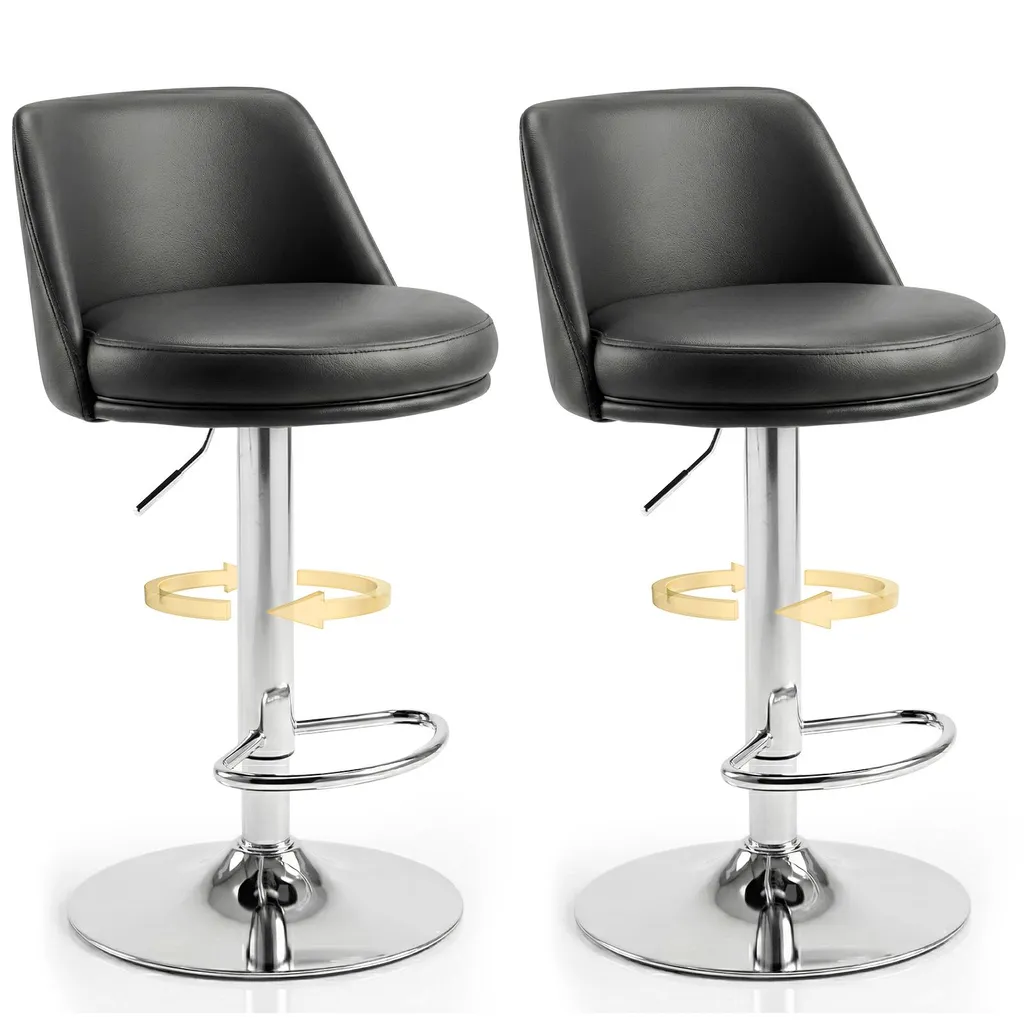 Tabouret de Bar Ergonomique Lot de 2 Noir Pivotant et Anti-Rayures