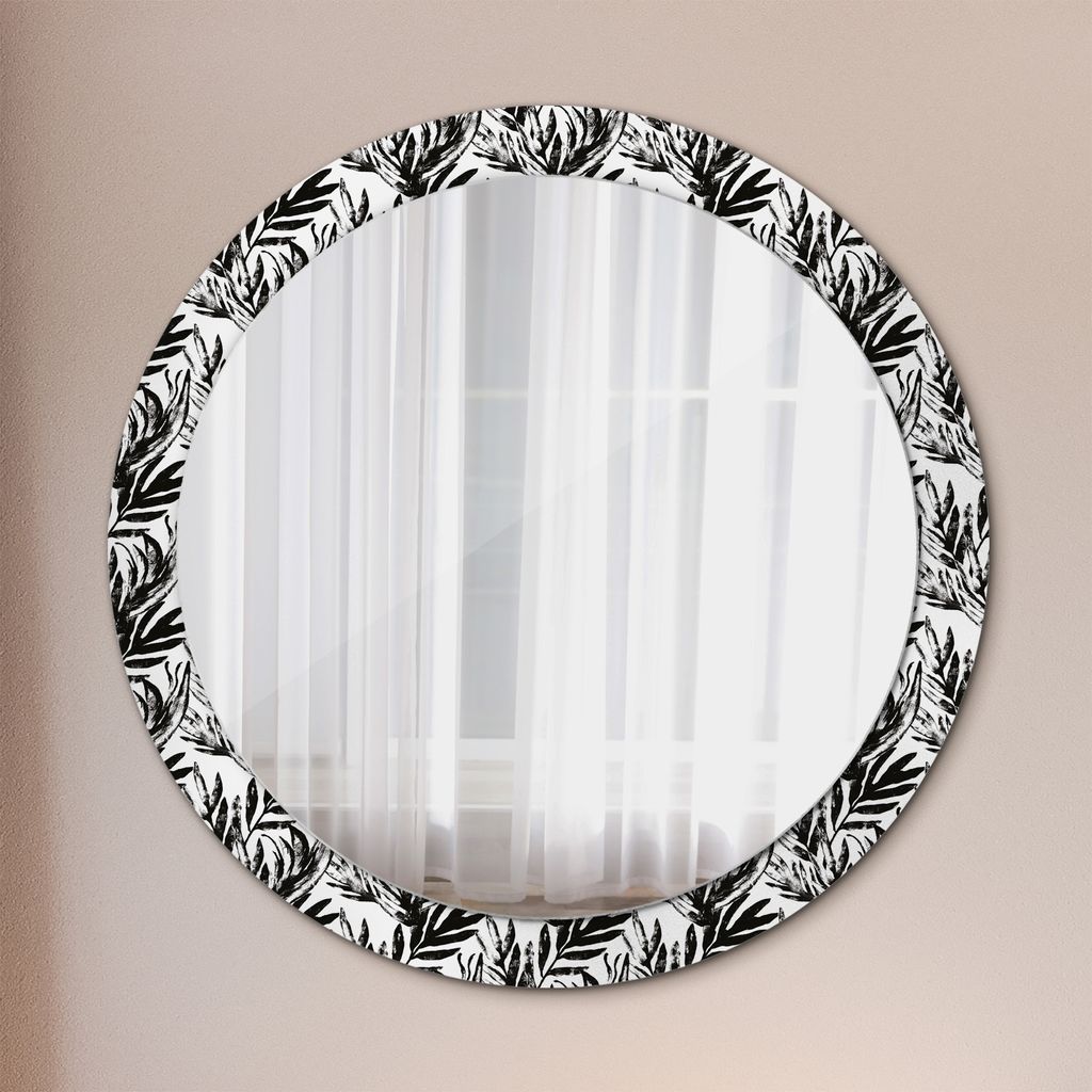 Dekospiegel – Hängespiegel Wandspiegel Spiegel mit Aufdruck – Spiegel – Schlafzimmer - Monstera - Rund: Ø90cm