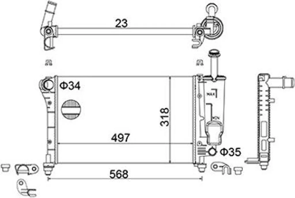Radiateur moteur pour Fiat Panda, pièce de rechange OE 51729379