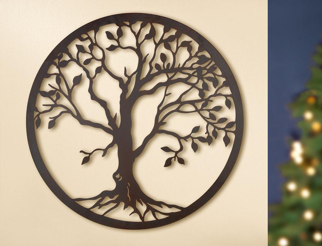 Gilde Wandrelief, rund, "Baum des Lebens", Lebensbaummotiv, Metall, dunkelbraun, , L. 1,5 cm, D. 80 cm 67207/Abverkauf nur solange Vorrat reicht