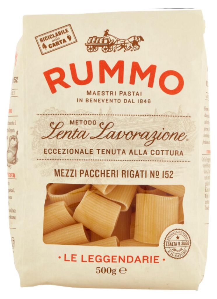 Mezzi paccheri n°152, marque Rummo, poids net : 500 g Image du produit 