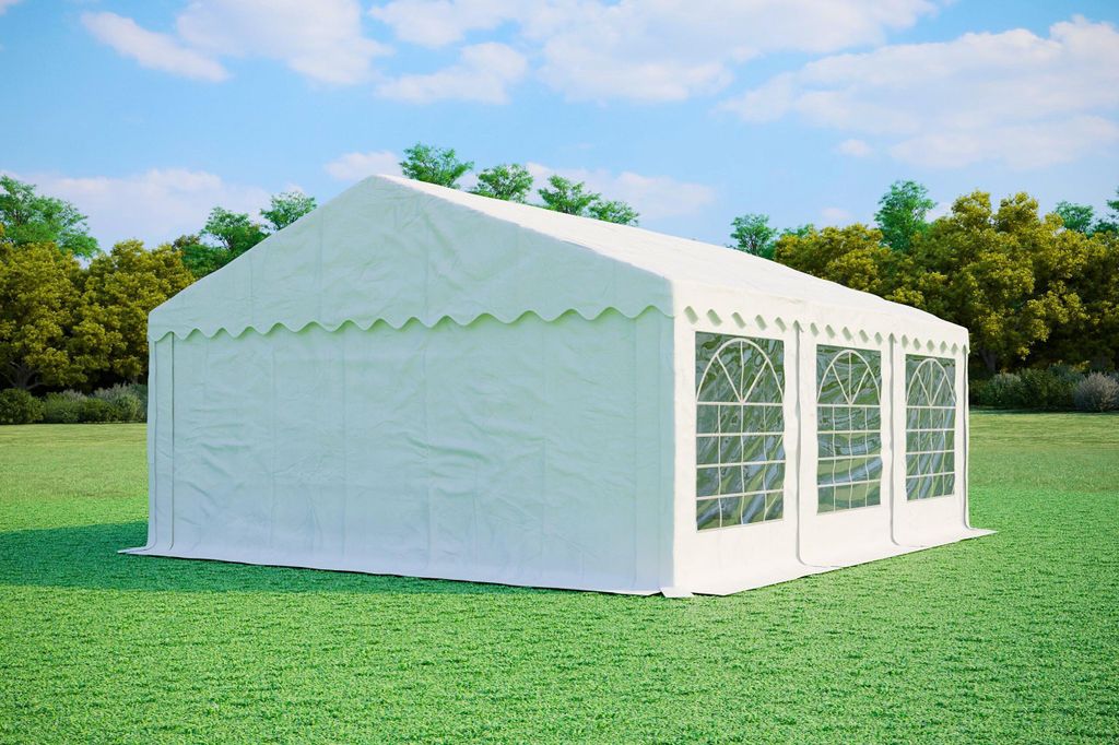 Partyzelt 5x6m - PVC PREMIUM Feuerfest - Weiß