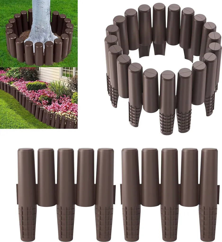 Palissade de jardin flexible 8,4M bordure de parterre marron durable