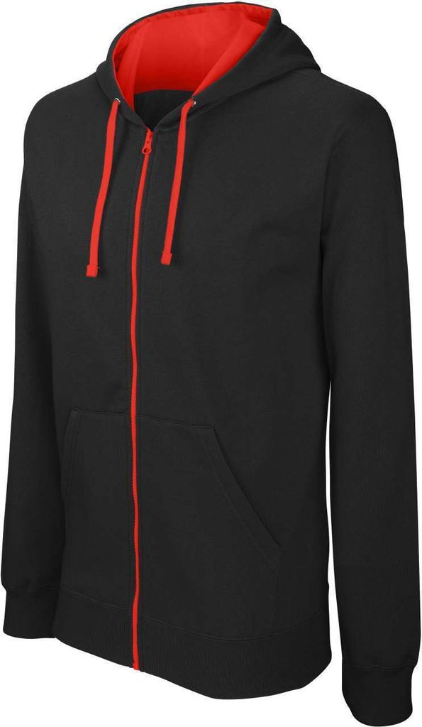Kariban Uni Sweatjacke Kapuzenjacke Sweat-Jacke Hoodie Jacke, Größe:S, Farbe:Black/Red