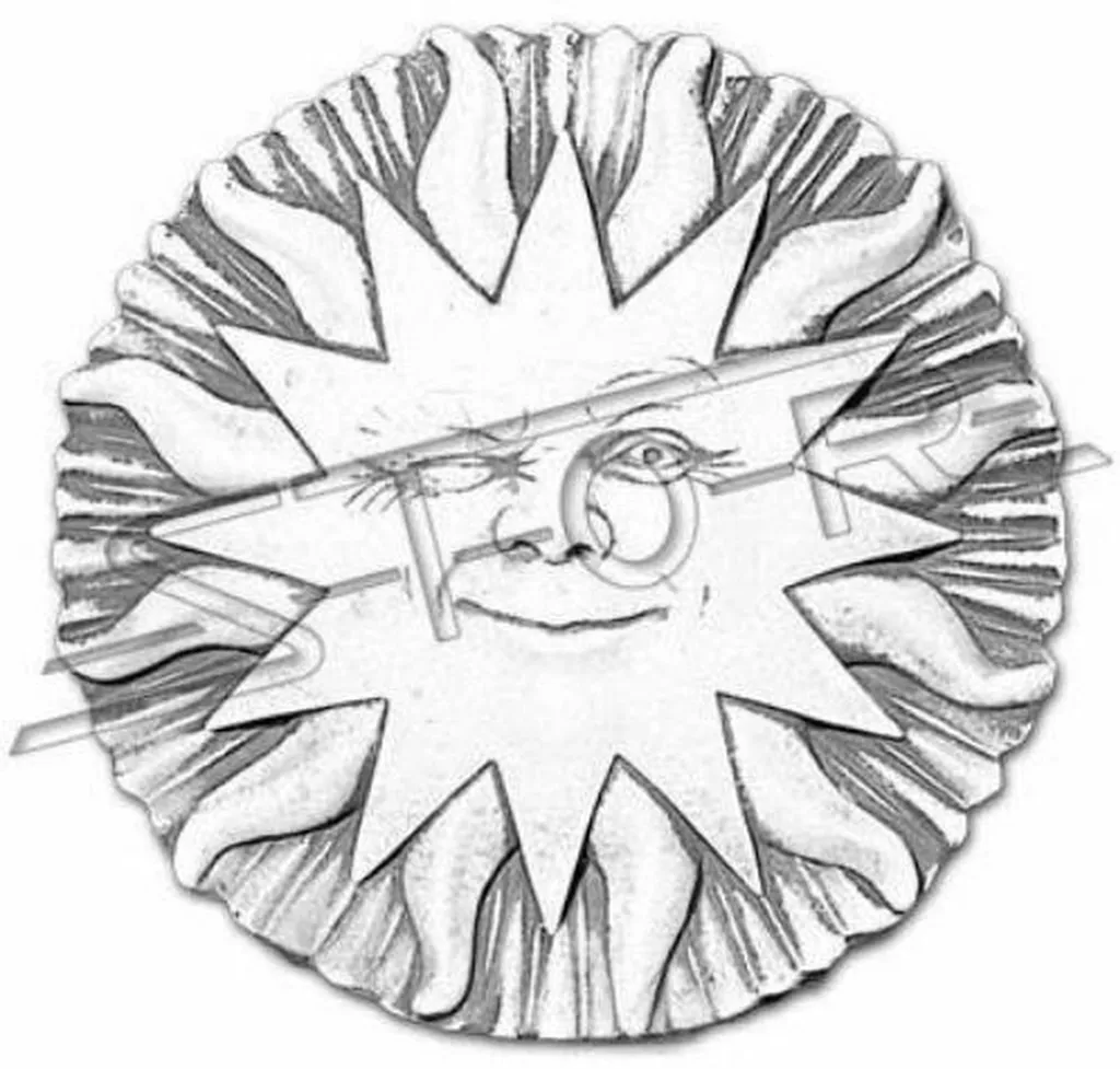 Plaque murale soleil fonte de pierre relief aspect antique 40cm 1000