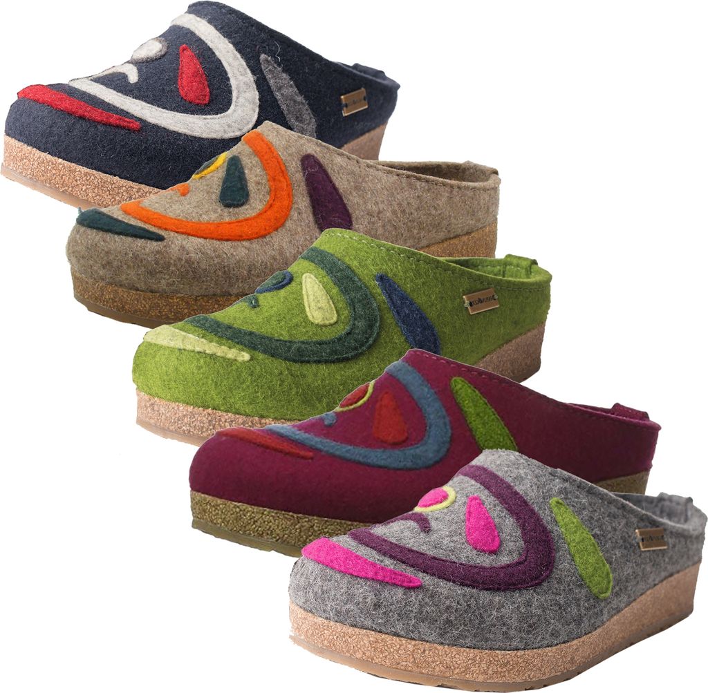 Haflinger Grizzly Jette 731067 Schuhe Damen Hausschuhe Pantoffeln , Größe:42 EU, Farbe:Blau