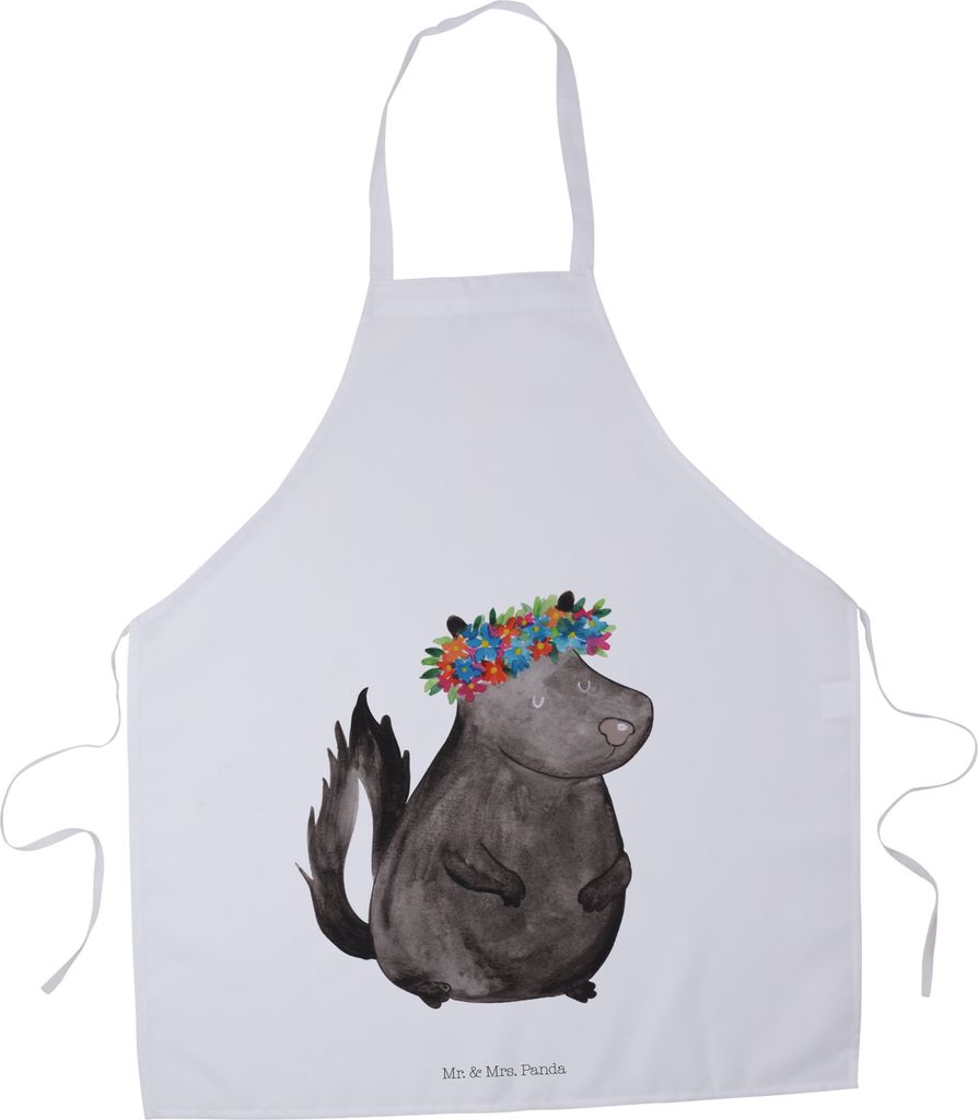 Mr. & Mrs. Panda Kochschürze Stinktier Mädchen - Weiß - Geschenk, Grillschürze, Kochkleidung, Wildtier, Namaste, Raubtier, Küchenzubehör, Sku...