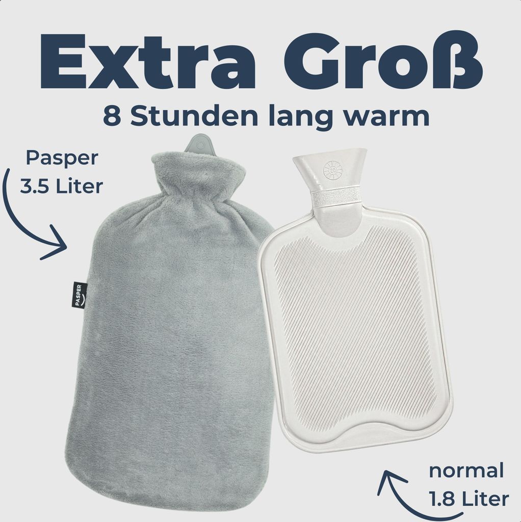Wärmflasche XXL groß 3,5 Liter mit Bezug