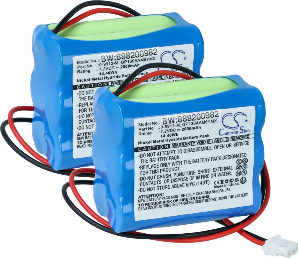 vhbw 2x Akku kompatibel mit Visonic Powermax+, 0-9912-H, 0-9912-W, PowerMax+ Alarm Control Panel Alarmanlage, Alarmsystem (2000 mAh, 7,2 V, NiMH)