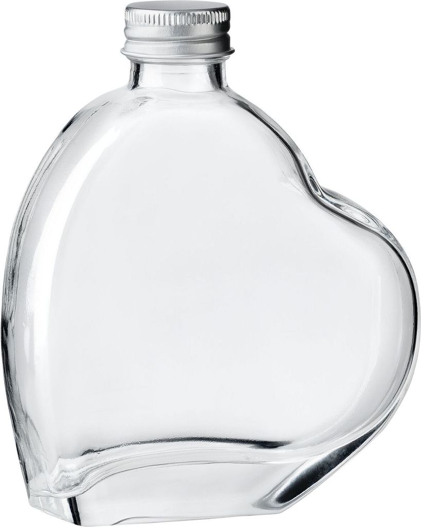 2x Flasche Herzform 200ml Herzflaschen Herz Glas Flaschen Herzförmig Geschenk