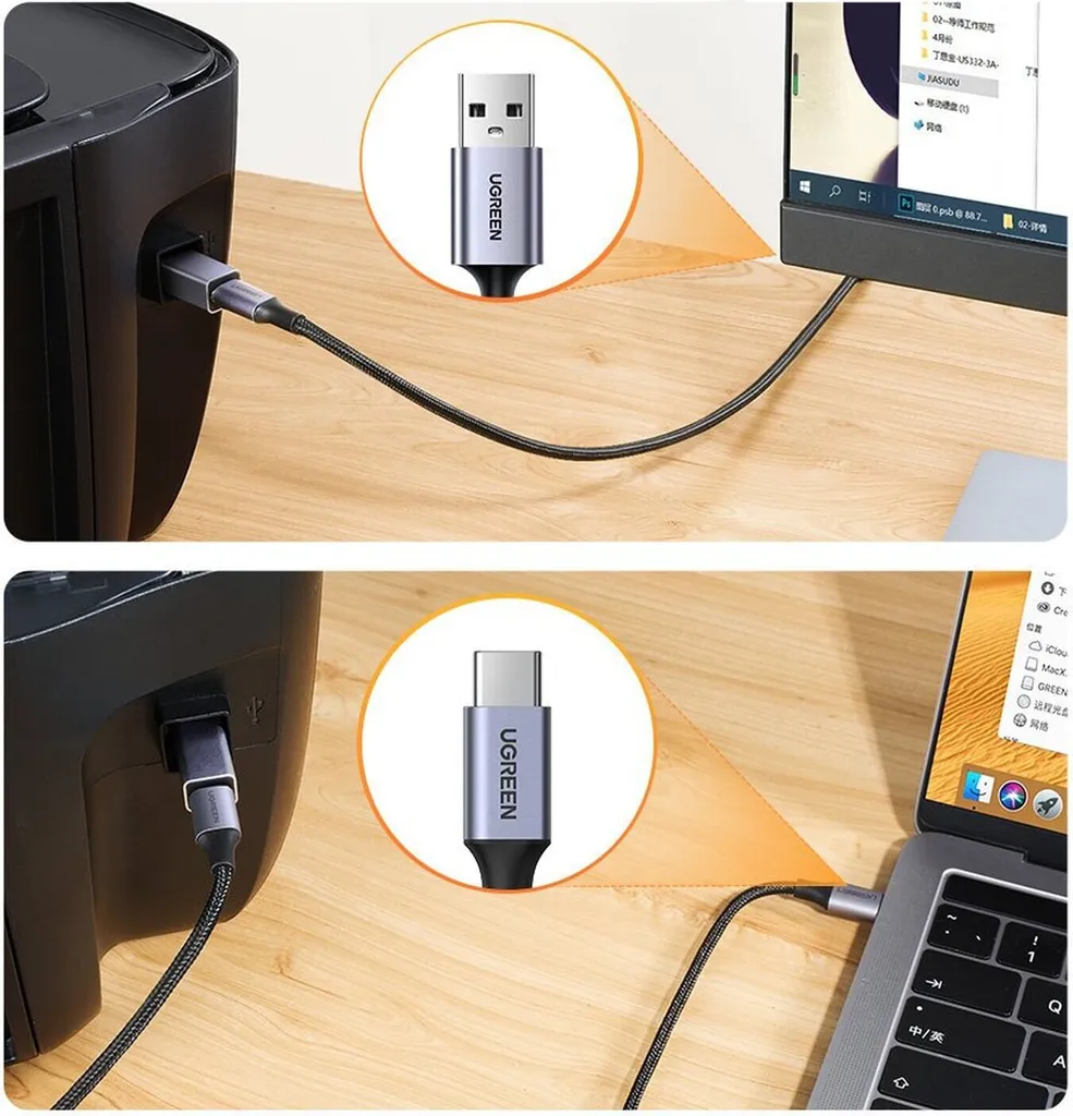 Adattatore Ugreen da USB-C a USB-B - Grigio - 7