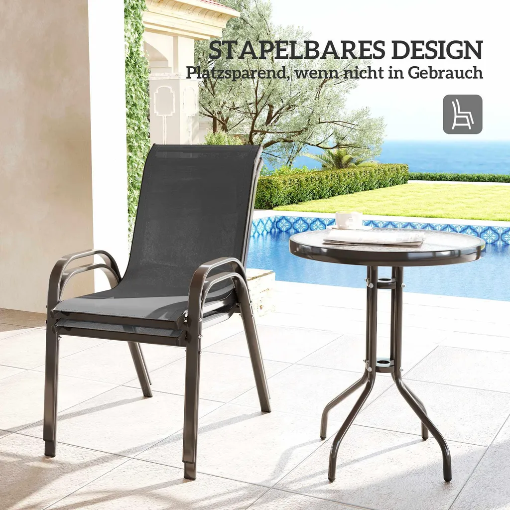 Ensemble bistro d'extérieur 3 pièces avec table en verre et chaises - 5