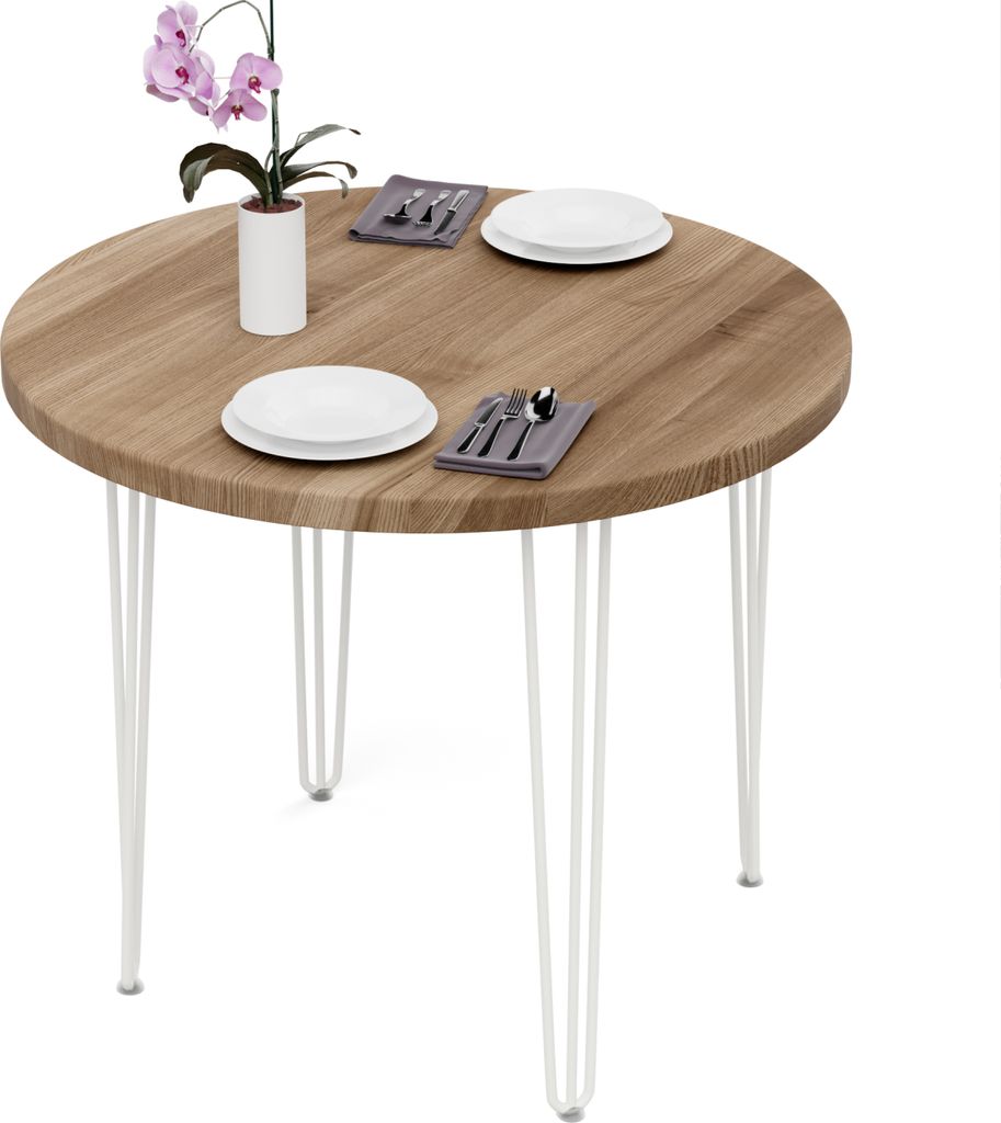 LAMO Manufaktur Esstisch rund 90 cm | Wohnzimmertisch Holz, Runder Tisch | Holztisch für Küche, Esszimmer| Stärke: 40mm, Farbe: Nussbaum, Beine:...
