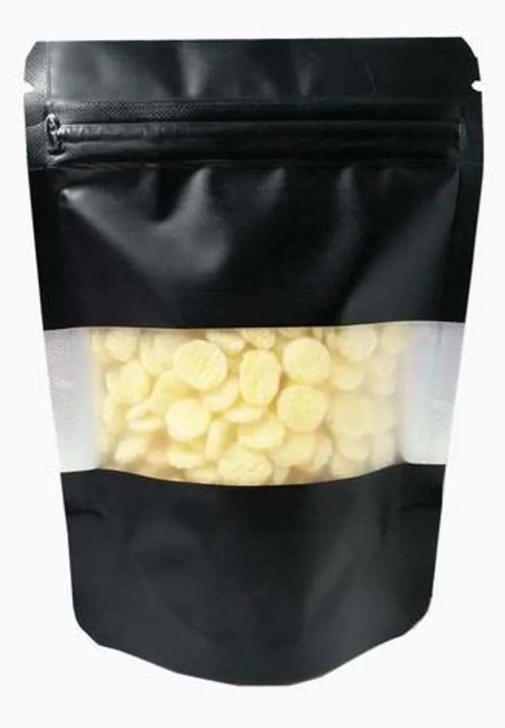 Sachets en Mylar noirs 9x13 cm avec fenêtre et zip hermétique x100