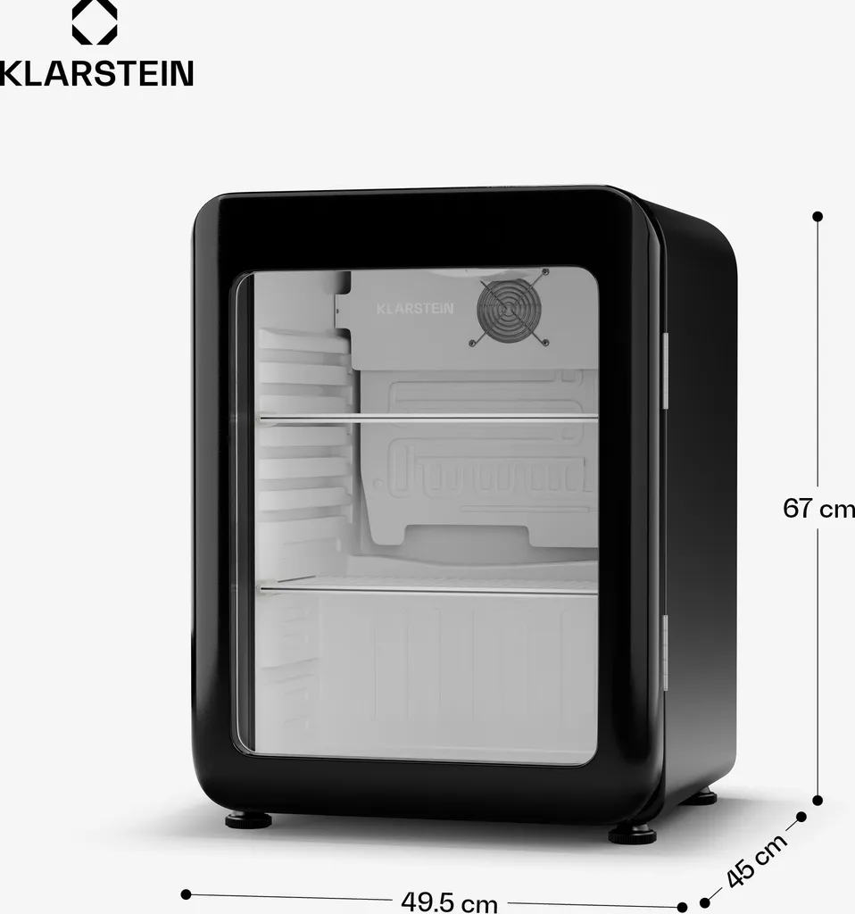 Klarstein Audrey Evo Réfrigérateur Boissons 65L Retro Noir avec Vitre