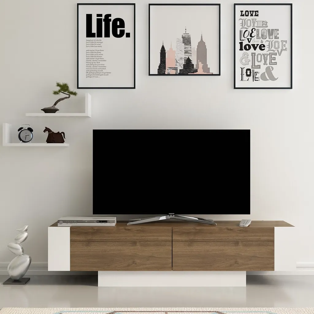Skye Decor Matera Mobile TV Noce e Bianco 150cm | Arredo Moderno