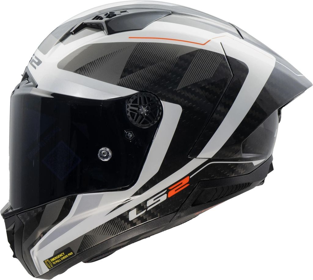 LS2 Integralhelm FF805 Thunder Carbon GP Aero L Weiß / Grau Raute