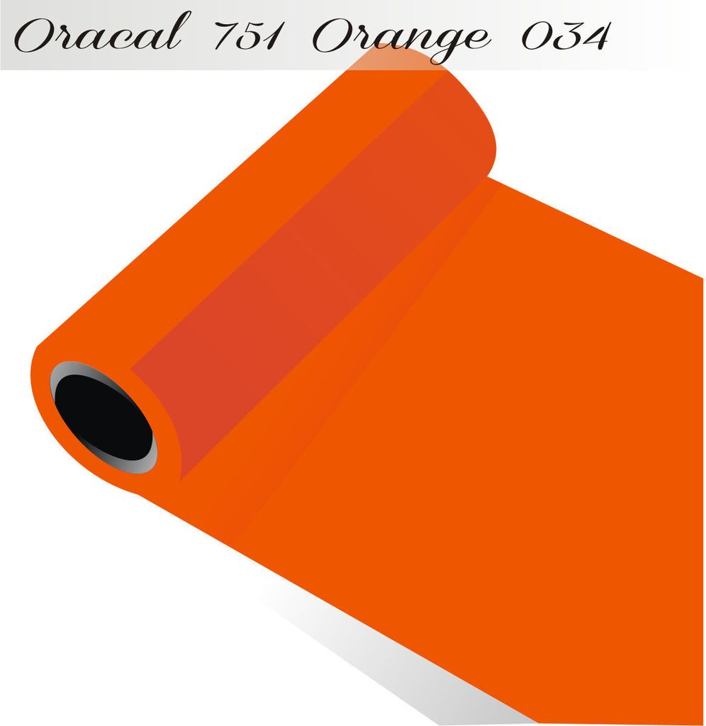 Oracal 751 - Orafol Folie 5m (Laufmeter) freie Farbwahl 118 glänzende Farben - glanz in 4 Größen, 50 cm Folienhöhe orange - 034