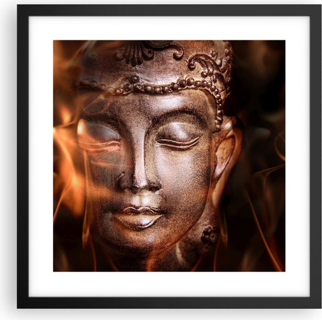 Gerahmtes Poster - Schwarzer Rahmen - Buddha Statue Produktbild 