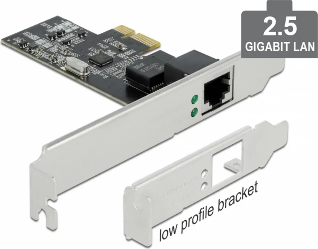 Carte Contrôleur LAN 2.5 Gbps Delock RTL8125 PCI Express Bas Profil