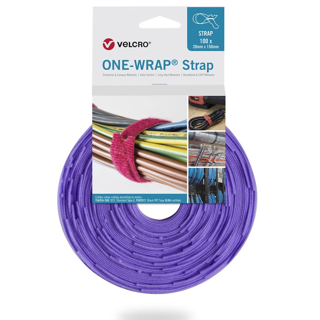 VELCRO One Wrap Strap 20mm x 330mm, 100 Stück, violett