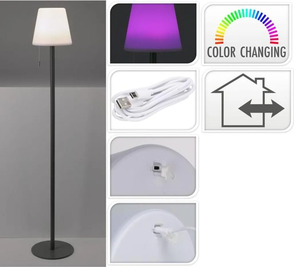 Lampada da terra a LED nera 106 cm - 7